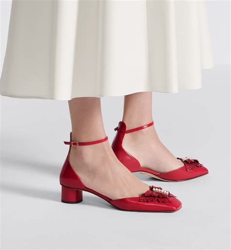 Dior Tale Pump Amaryllis Red Supple Calfskin and White Resin 